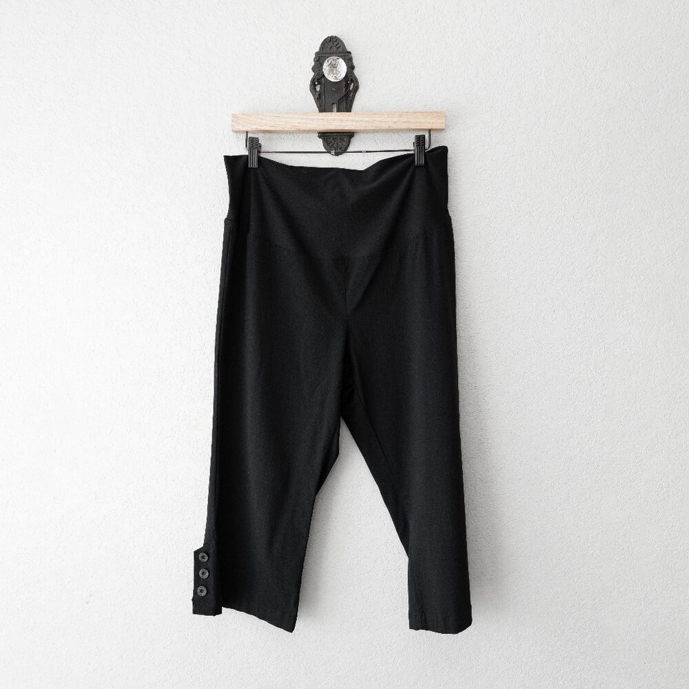 Vintage Bisou Bisou Maternity Black Cropped Wide Leg Pants Y2K Capri L